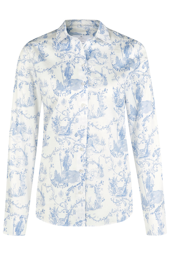 Bluse Klassik aqua Jagddruck